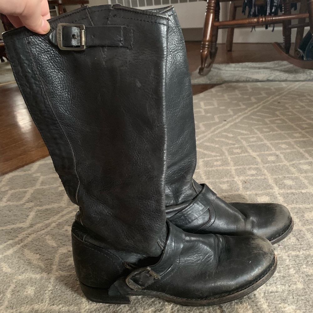 Black Frye distressed Veronica boot